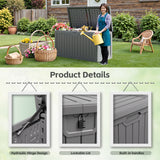 Homall 260 Gallon Outdoor Resin Deck Box ,Lockable, with Side Handles & Hydraulic Rod, Ideal for Patio, Garden, Poolside