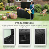 Homall 260 Gallon Outdoor Resin Deck Box ,Lockable, with Side Handles & Hydraulic Rod, Ideal for Patio, Garden, Poolside