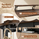 Homall L-Shaped Electric Standing Desk with Monitor Stand, 63 x 48 inch Height Adjustable Sit Stand Corner Desk, Computer Workstation for Home Office