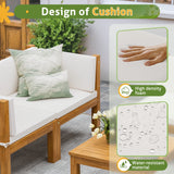 Homall  Acacia Patio Conversation Set Wood Sectional Set Outdoor Furniture Set with Cushions, White