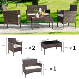 Homall 4 - Piece Outdoor Patio Conversation Furniture Sets with Cushioned Tempered Glass, Conversation Sets