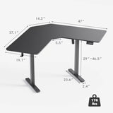 Homall 67"W V-Shaped Electric Sit-Stand Desk L-Shaped Tabletop Ergonomics Standing Desk Height Adjustable Computer Desk, Black