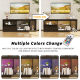 Homall Led Tv Stand for 65-Inch TV with Led Lights, High Gloss Cabinet and Storage Rack, Gaming Console Entertainment Center in Living Room Bedroom Media Floor,Black