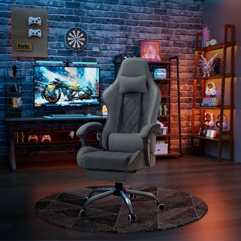 Homall Gaming Chair Fabric Computer Chair Massage Game Chair Cloth Office Chair with Headrest, Lumbar Support & Footrest