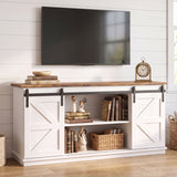 Homall Farmhouse TV Stand for TVs up to 65'', Storage Cabinet with Sliding Barn Door, Entertainment Center for Living Room