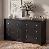 Homall 6 Drawer Dresser for Bedroom, 47'' Wide Wood Double Chest of Drawers with Metal Handles, Storage Cabinet Organizer for Living Room