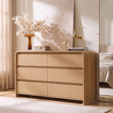Homall 6 Drawer Dresser for Bedroom, Modern Dresser Chest of Drawers with Rounded Corners & Handleless Design, Wide Wood Storage Dresser Organizer for Bedroom, Living Room