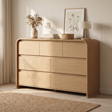 Homall 6 Drawer Dresser for Bedroom, Modern Dresser Chest of Drawers with Rounded Corners & Handleless Design, Wide Wood Storage Dresser Organizer for Bedroom, Living Room