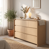 Homall 6 Drawer Dresser for Bedroom, Modern Dresser Chest of Drawers with Rounded Corners & Handleless Design, Wide Wood Storage Dresser Organizer for Bedroom, Living Room