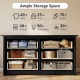 Homall 6 Drawer Dresser for Bedroom, 47'' Wide Wood Double Chest of Drawers with Metal Handles, Storage Cabinet Organizer for Living Room