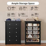Homall 6 Drawer Dresser for Bedroom, 47'' Wide Wood Double Chest of Drawers with Metal Handles, Storage Cabinet Organizer for Living Room