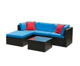 LACOO 5 Pieces Patio Sectional Set PE Rattan Outdoor All-Weather Wicker Conversation Set with Table