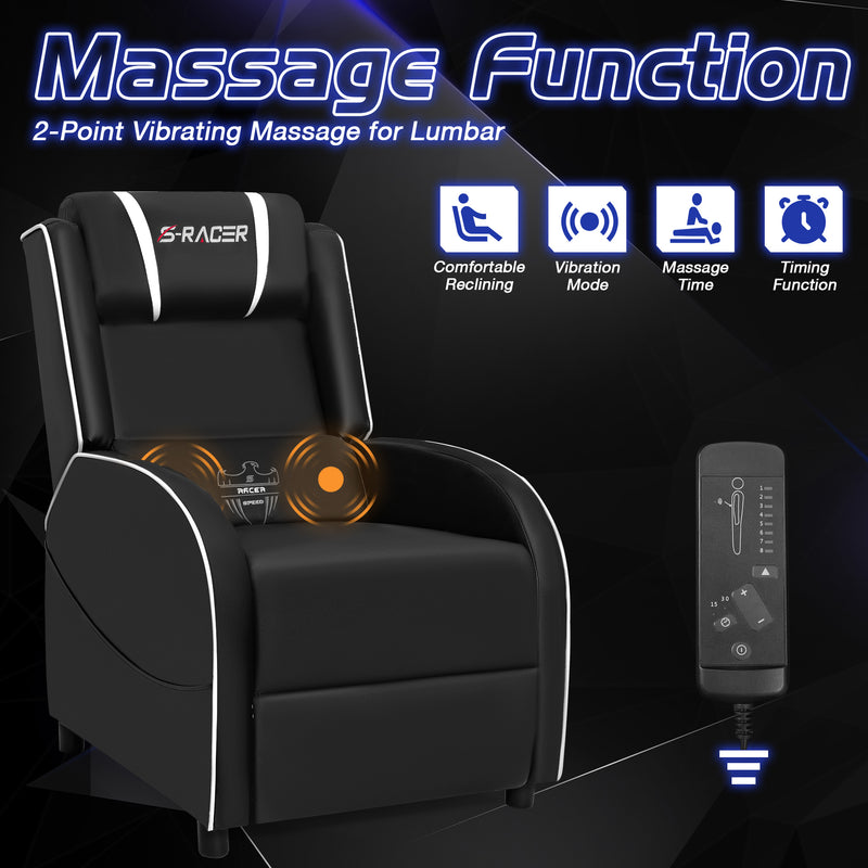 Homall Massage Gaming Recliner Chair Video Game Chair Racing Sofa Chair PU Leather Living Room Sofa Single Home Theater Seating