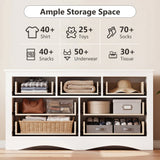 Homall 6 Drawer Double Dresser Equipped with an Anti-Toppling Device, Modern Wood Chest of Drawer for Living Room Bedroom