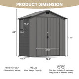 6x4ft Outdoor Plastic Storage Shed with Window,Weather-Resistant, Easy Assembly, Wood-Effect Garden Tool House,Dark Gray