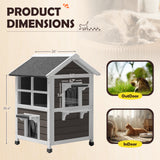 Homall Outdoor Wooden Cat House with Air Vents, Indoor Feral Cat Shelter with Escape Door and Balcony