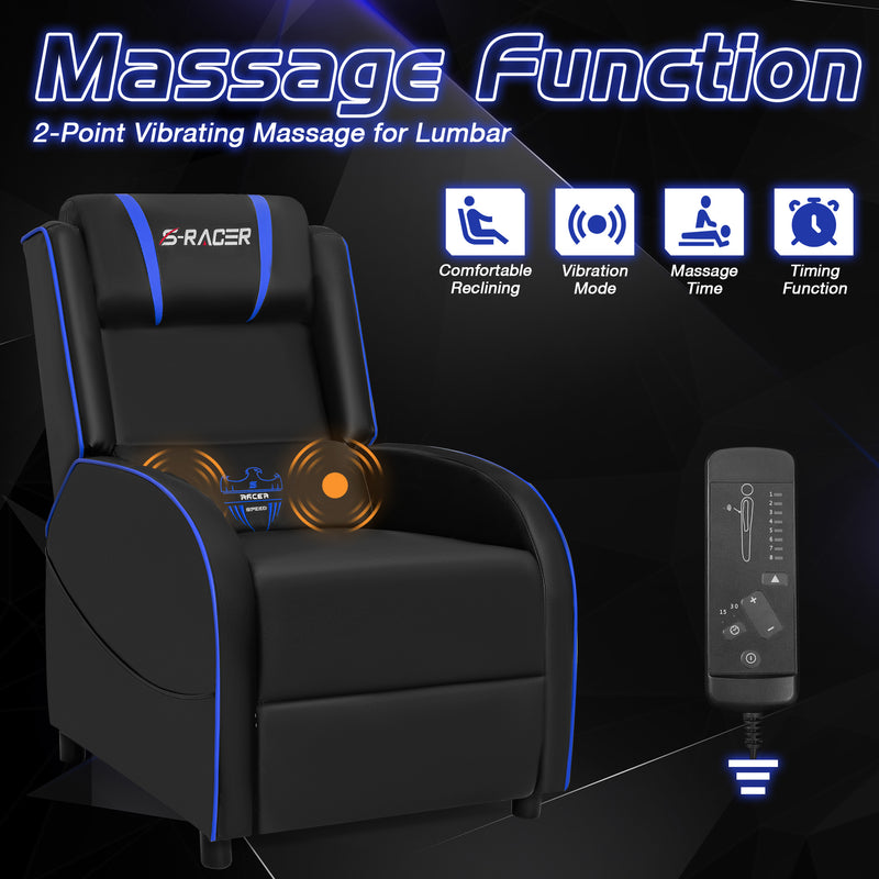 Homall Massage Gaming Recliner Chair Video Game Chair Racing Sofa Chair PU Leather Living Room Sofa Single Home Theater Seating