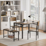 Homall Dining Table and 2 Chairs for 4 with Bench,4 Pices Indoor Outdoor Kitchen Living Room Furniture Garden Desk Set, Grey