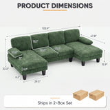 Homall 105" U-Shape 6 Seat Sectional Sofa with Chaise, Chenille Fabric Modular Couch for Living Room, Apartment