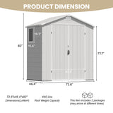 6x4ft Outdoor Plastic Storage Shed with Window,Weather-Resistant, Easy Assembly, Wood-Effect Garden Tool House,Light Gray