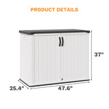 Homall 26 Cu.ft Resin Outdoor Storage Shed - Waterproof, Lockable & Sturdy Floor for Patio/Garden, White