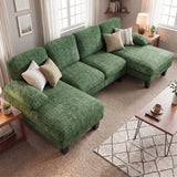 Homall 105" U-Shape 6 Seat Sectional Sofa with Chaise, Chenille Fabric Modular Couch for Living Room, Apartment