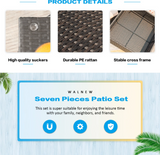 LACOO 7 Pieces Patio Conversation Set Outdoor Sectional Sofa Set PE Rattan