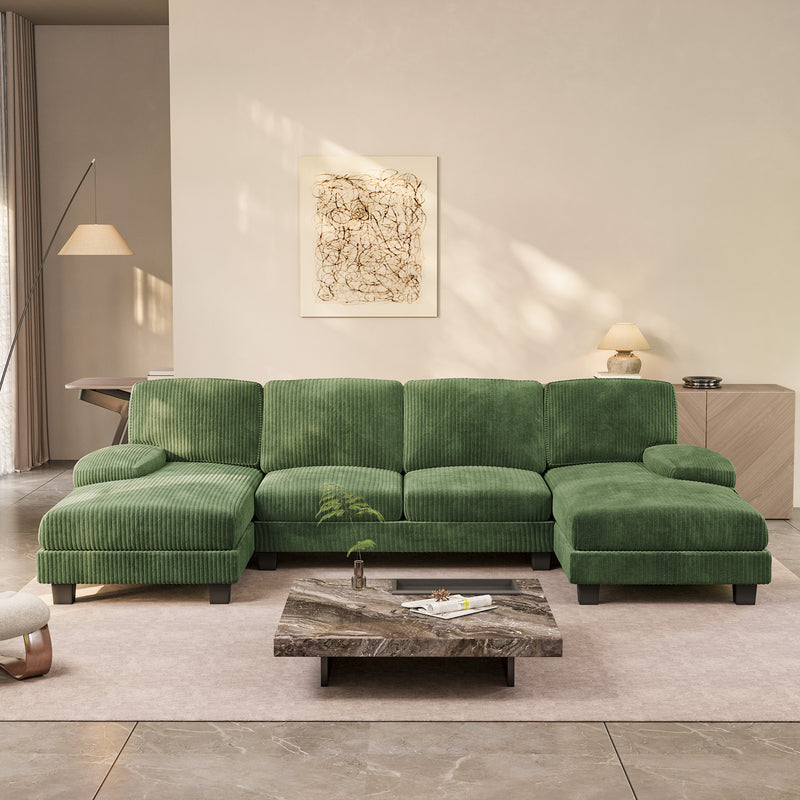 Homall U Shaped Sectional Sofa with Soft Corduroy Sofa Couch with Double Chaise for Apartments,Living Room