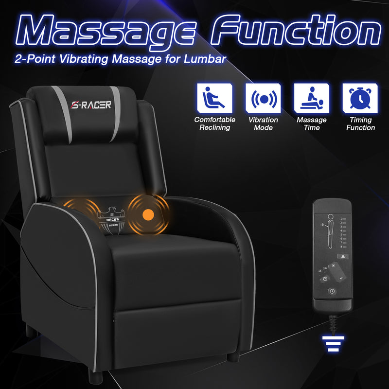 Homall Massage Gaming Recliner Chair Video Game Chair Racing Sofa Chair PU Leather Living Room Sofa Single Home Theater Seating