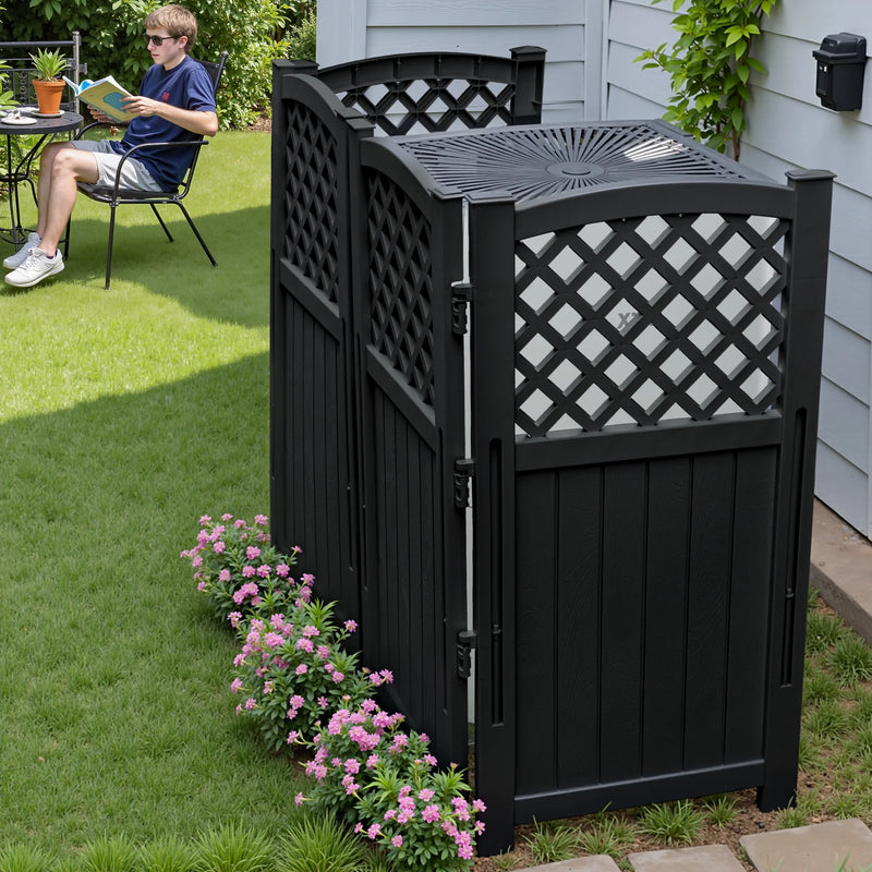 Homall Outdoor Patio 4 Panel Screen Enclosure,Plastic Privacy Screens, Air Conditioner Fence Panels, Trash Can Fence for Garden