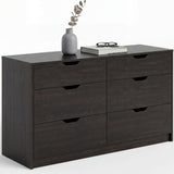 Homall 6 Drawer Double Dresser for Bedroom, Wood Storage Cabinet with Handle-Free Design, Modern Chest of Drawers for Bedroom & Living Room