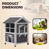 Homall Outdoor Wooden Cat House with Air Vents, Indoor Feral Cat Shelter with Escape Door and Balcony
