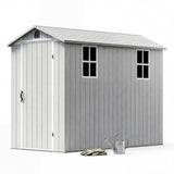 HOMALL 4x8ft White Resin Storage Shed, Lockable Heavy-Duty Garden Tool Shed with All-Weather Design for Yard & Patio