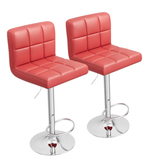 Homall Bar Stools Set of 2 Modern PU Leather Hydraulic Kitchen Counter Square Island Height Adjustable Swivel Barstool with Back