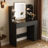 Homall Vanity Desk with 3 Colors LED Lighted Mirror, Makeup Vanity with Storage Shelves and Drawers, Vanity Table Dressing Table for Bedroom