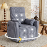 Homall 360° Power Swivel Recliner High Back Adult Rocker Recliner Chair with 2 Pillows for Nursing Expectant Mothers