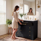 Homall 36'' Bathroom Vanity with Ceramic Sink, Freestanding Bathroom Cabinet with 5 Drawers & 1 Door, Modern Bathroom Vanity