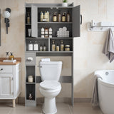 Homall Over The Toilet Storage Cabinet with Barn Doors, Farmhouse Style Space Saver for Over Toilet Storage with Toilet Paper Holder, for Bathroom, Restroom, Gray