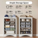 Homall 6 Drawer Double Dresser Equipped with an Anti-Toppling Device, Modern Wood Chest of Drawer for Living Room Bedroom