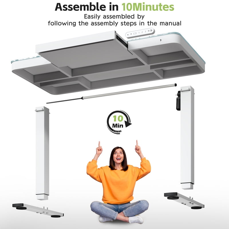 Homall 48x24"Electric Height Adjustable Standing Desk with Drawer and Charging Ports, Ergonomic Office&Home Computer Deskcc