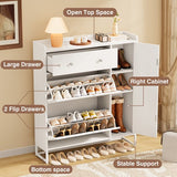 Homall Shoe Storage Cabinet with Flip Drawers & Adjustable Shelves, Freestanding Shoe Organizer for Entryway