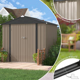 LACOO 4' x 6' Outdoor Storage Metal Shed for Tool Storage, Outdoor House for Backyard & Garden,Brown