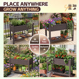Homall 32" Tall Raised Garden Bed with Legs & Shelf, Outdoor Planter Box for Gardening Vegetables, Flowers and Herbs, 20 Gallon Capacity, Brown