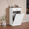 Homall 10 Gallon Tilt Out Wooden Trash Cabinet with Drawer, Garbage Recycling Trash Can for Kitchen Storage Cabinet for Laundry