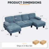 Homall 105" U-Shape 6 Seat Sectional Sofa with Chaise, Chenille Fabric Modular Couch for Living Room, Apartment