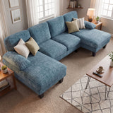 Homall 105" U-Shape 6 Seat Sectional Sofa with Chaise, Chenille Fabric Modular Couch for Living Room, Apartment