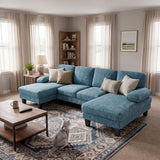 Homall 105" U-Shape 6 Seat Sectional Sofa with Chaise, Chenille Fabric Modular Couch for Living Room, Apartment