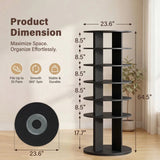 Homall 7-Tier 360° Rotating Shoe Rack, 23.6" Dia, 64.5" H, Holds 35 Pairs, Tall Boots & Handbag Storage