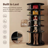 Homall 7-Tier 360° Rotating Shoe Rack, 23.6" Dia, 64.5" H, Holds 35 Pairs, Tall Boots & Handbag Storage