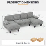 Homall 105" U-Shape 6 Seat Sectional Sofa with Chaise, Chenille Fabric Modular Couch for Living Room, Apartment